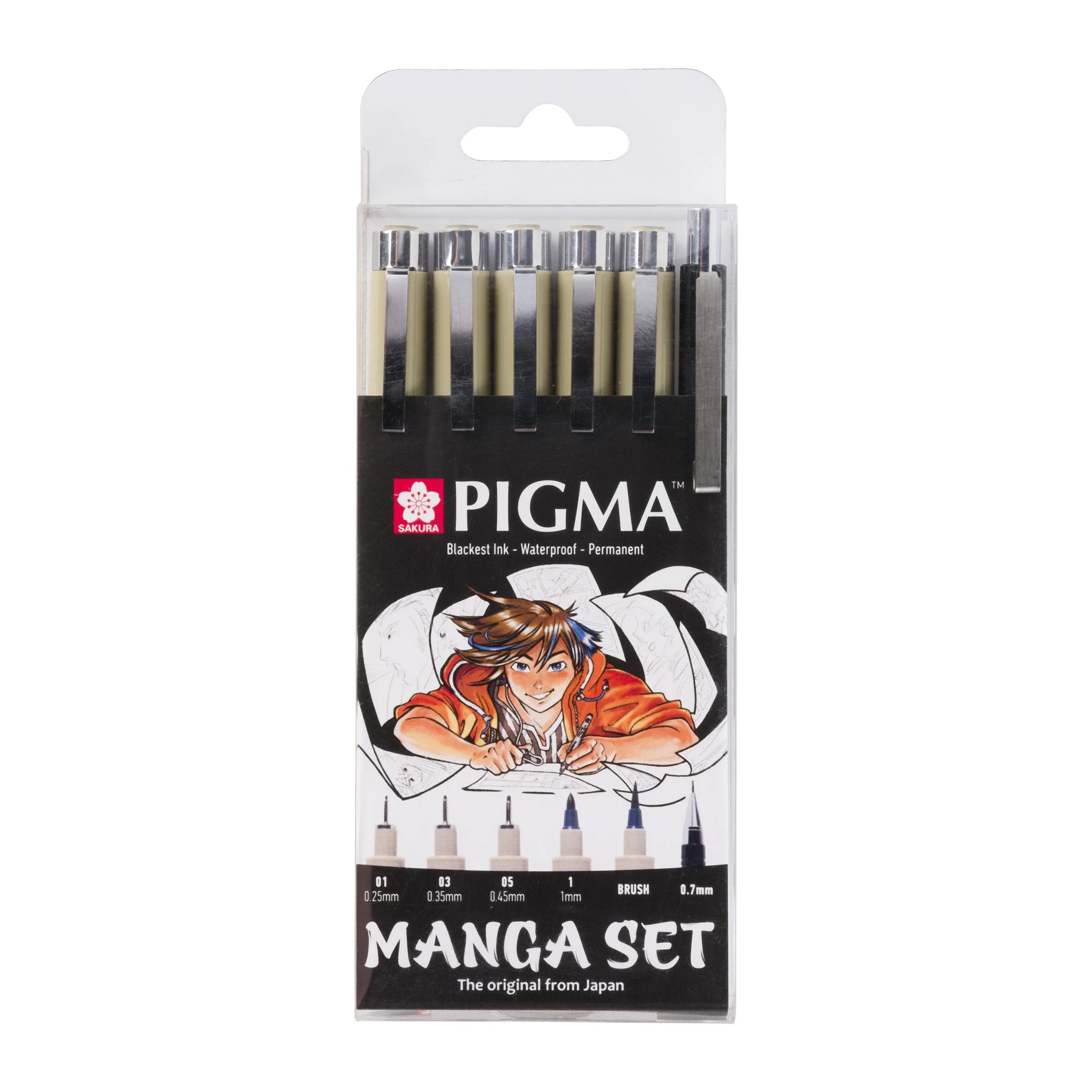 Pigma Manga Черни тънкописци : 5 Броя+молив