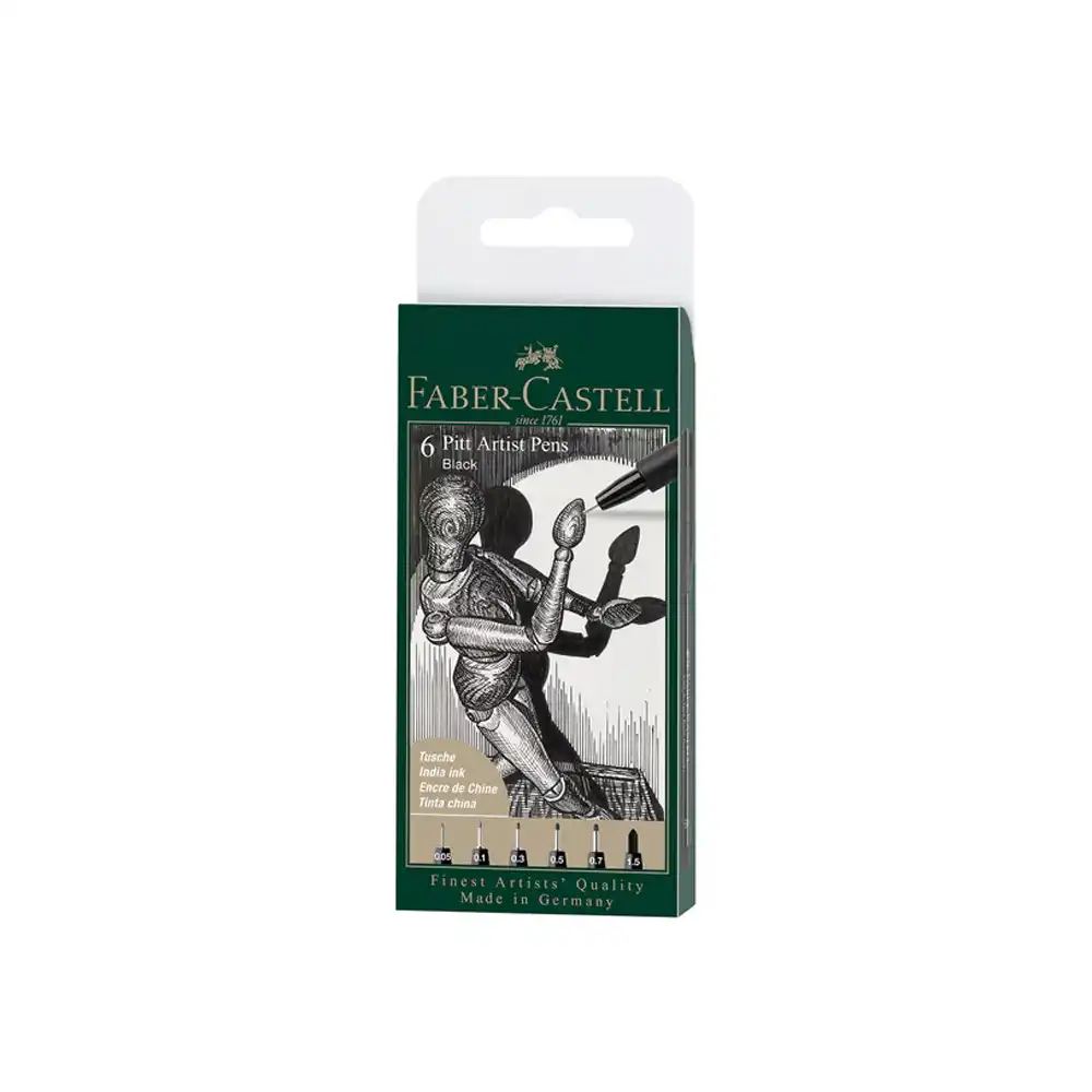Faber-Castell Комплект тънкописци,черни, 6 бр.