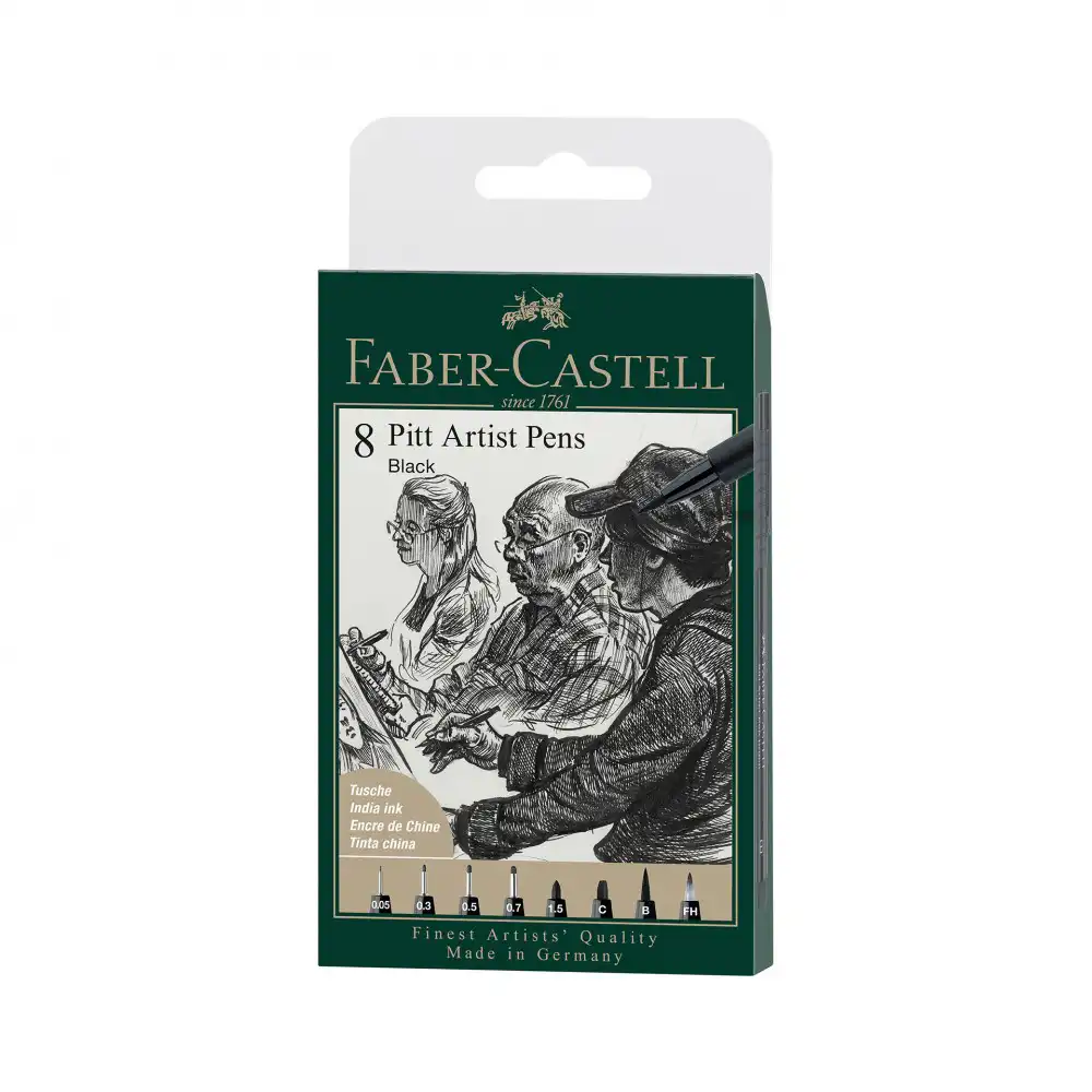 Faber-Castell Комплект тънкописци,черни,8 бр.