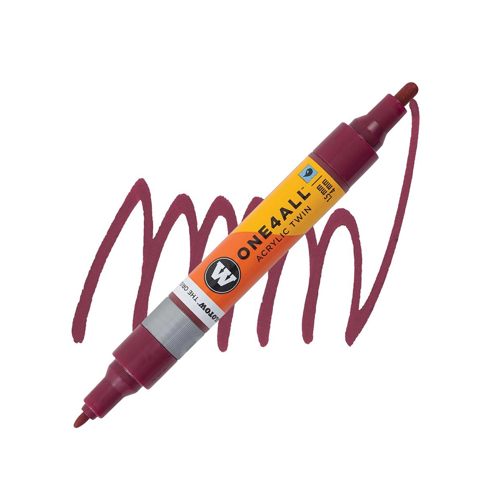 Molotow ONE4ALL Acryl Twin двустранен акрилен маркер, 1,5 + 4 мм, бордо