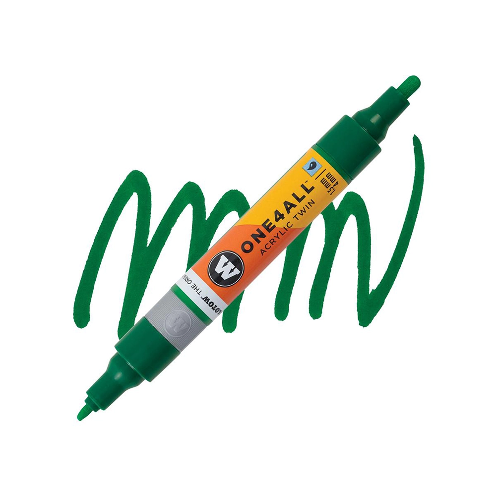 Molotow ONE4ALL Acryl Twin двустранен акрилен маркер, 1,5 + 4 мм, Mr. Green