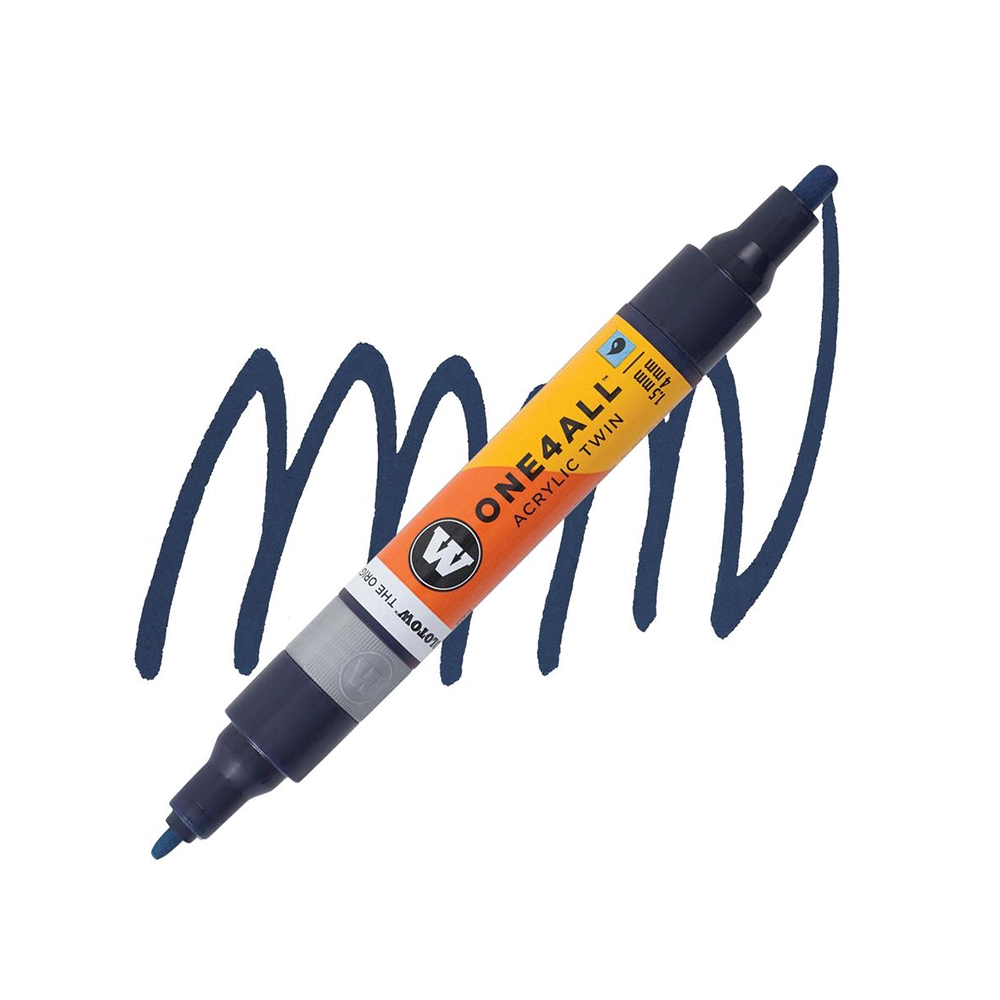Molotow ONE4ALL Acryl Twin двустранен акрилен маркер, 1,5 + 4 мм, петролно син