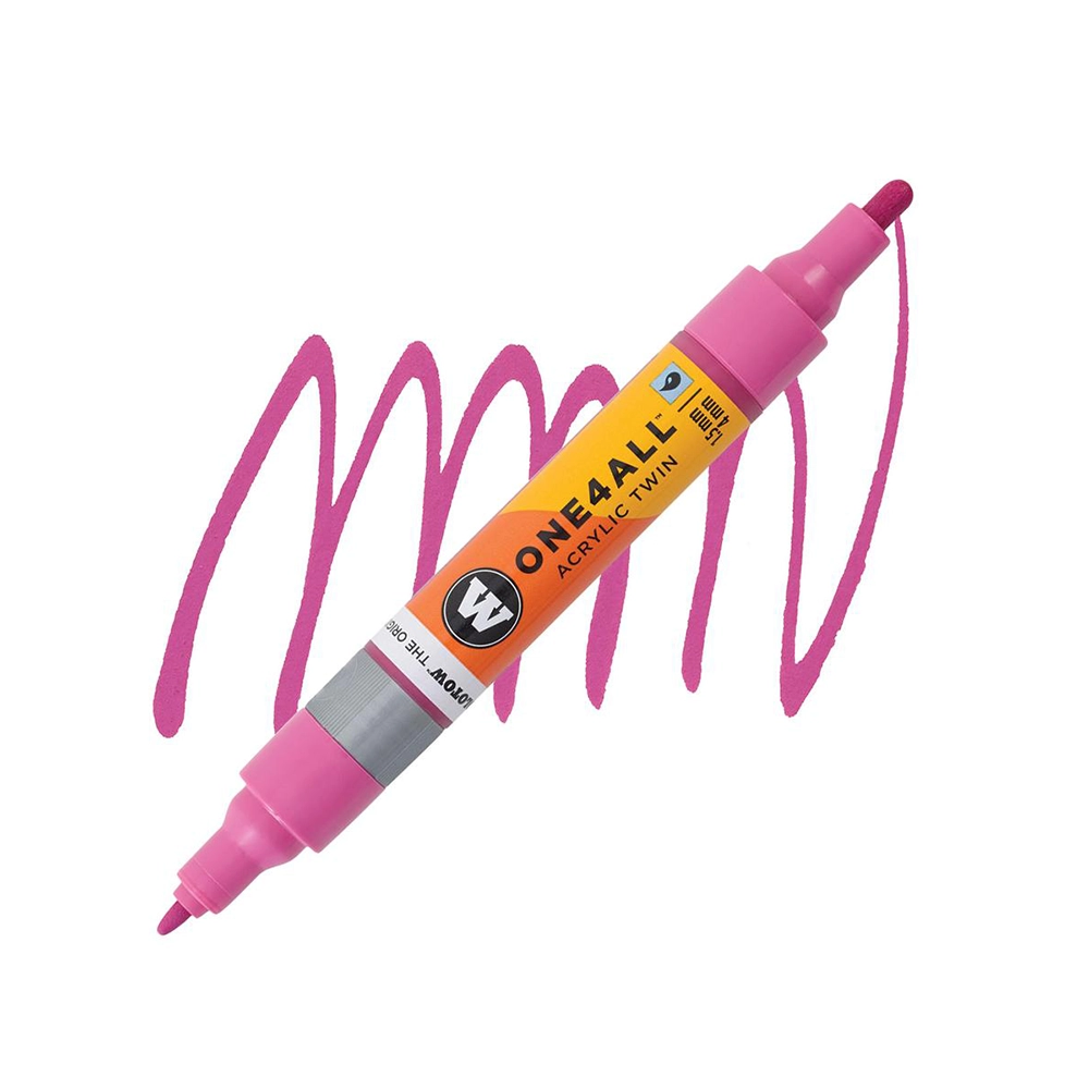 Molotow ONE4ALL Acryl Twin двустранен акрилен маркер, 1,5 + 4 мм, магента