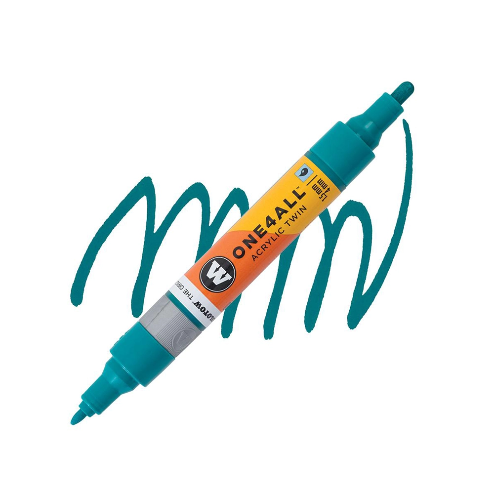 Molotow ONE4ALL Acryl Twin двустранен акрилен маркер, 1,5 + 4 мм, тюркоазен