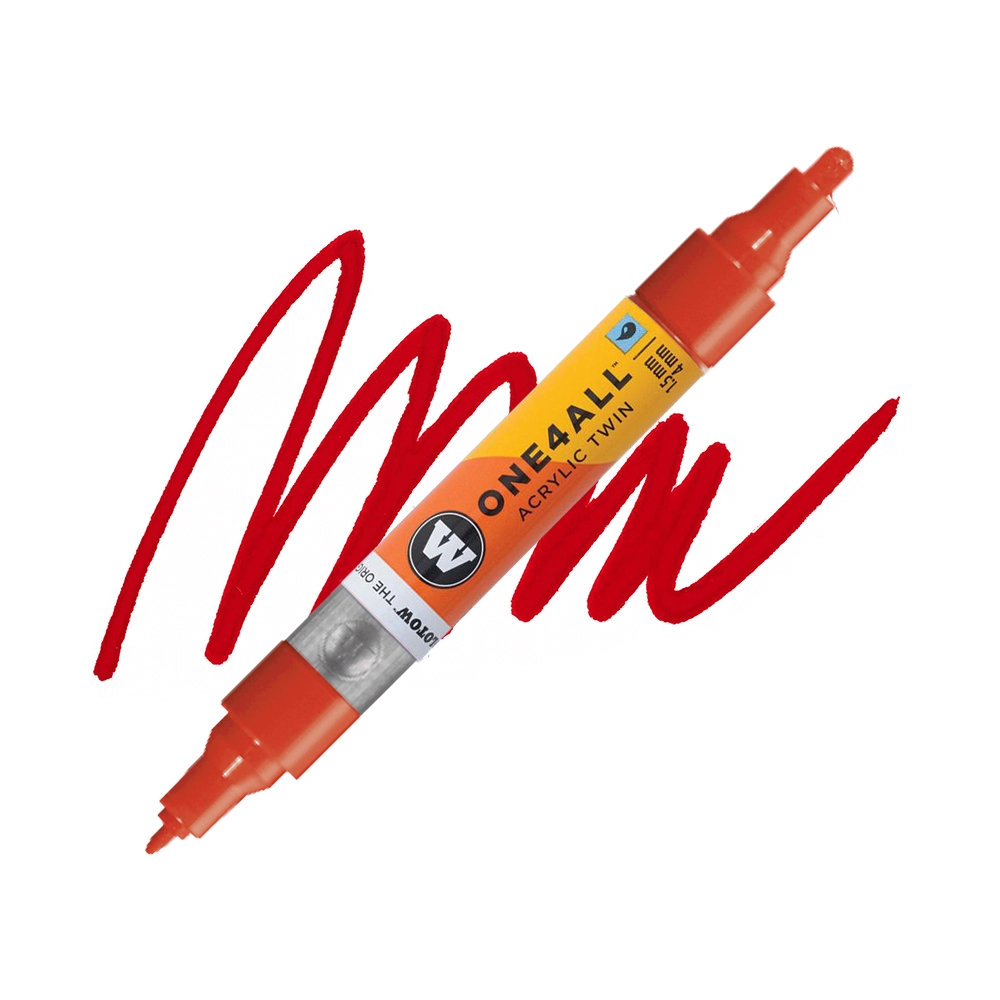 Molotow ONE4ALL Acryl Twin двустранен акрилен маркер, 1,5 + 4 мм, вермилион