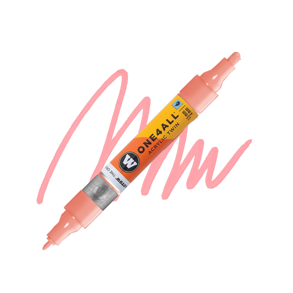 Molotow ONE4ALL Acryl Twin двустранен акрилен маркер, 1,5 + 4 мм, коралов