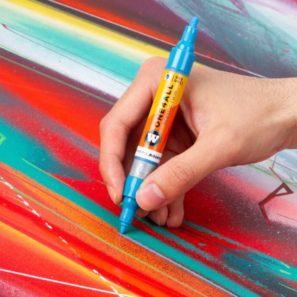Molotow ONE4ALL Acryl Twin двустранен акрилен маркер, 1,5 + 4 мм, металик сребърен - MOL-O4A-TWIN-227